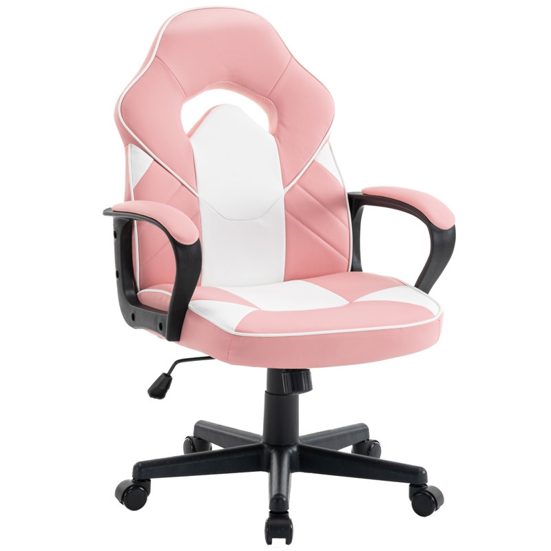 Ergonomic Gaming Chair With Paded Armrest Adjustable Tilt Tension & Tilt Lock, Pink