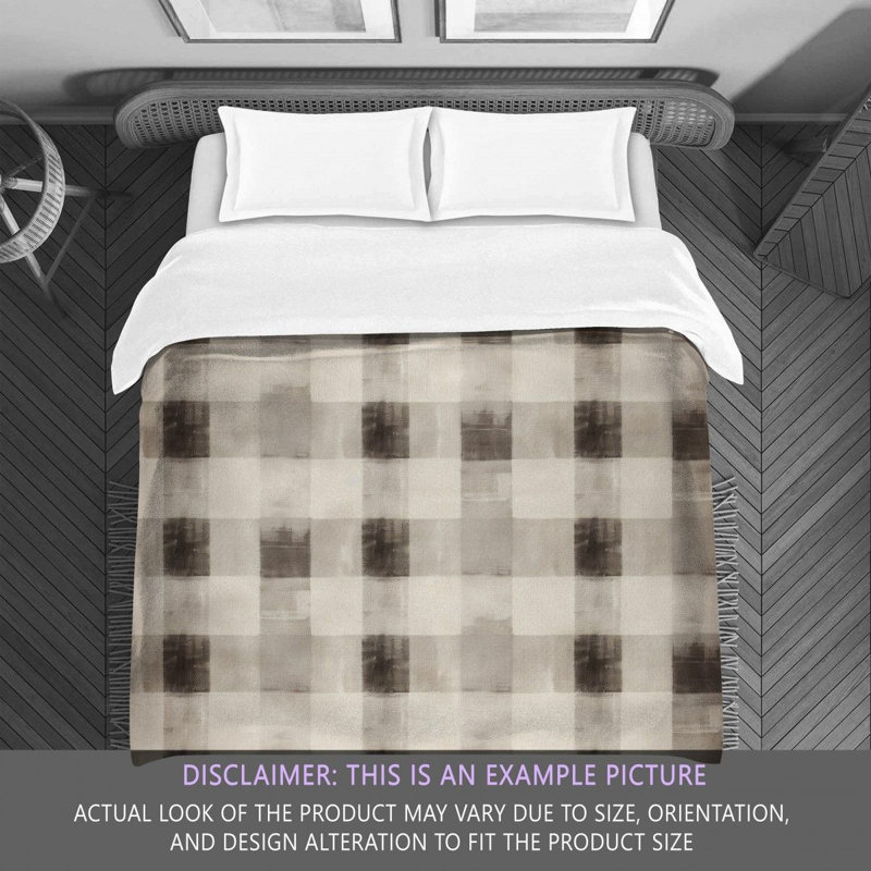 Machine Printed Comforter, Queen Comforter, Gray/Beige Gingham