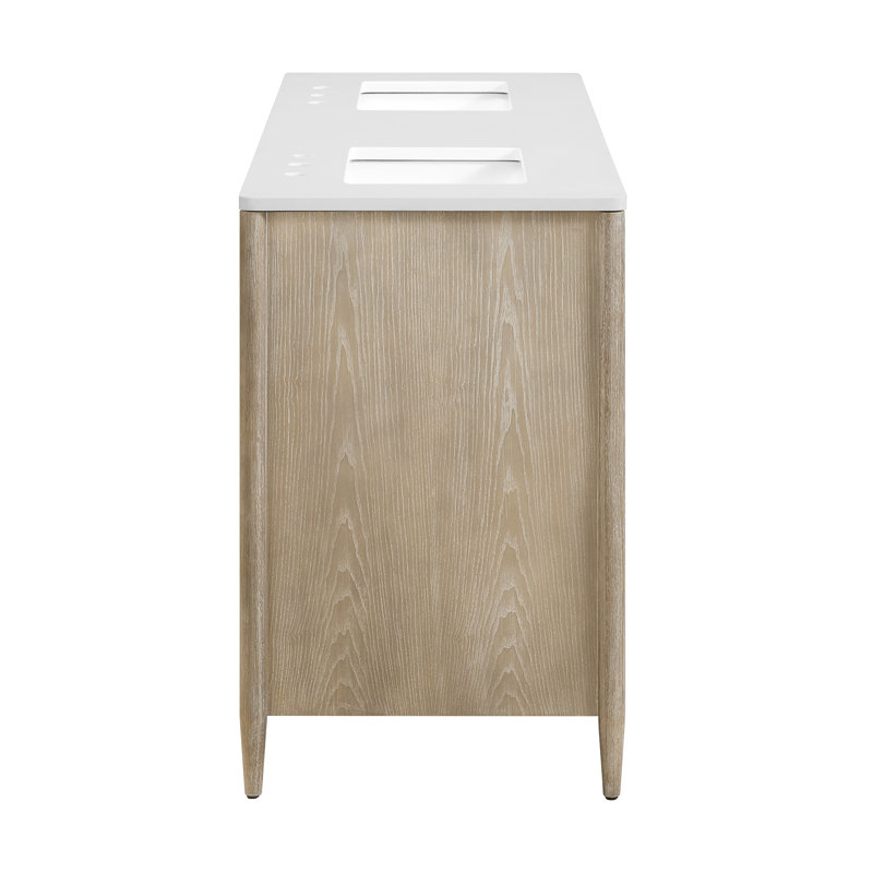 60" Double Bathroom Vanity In Whitewashed Ash
