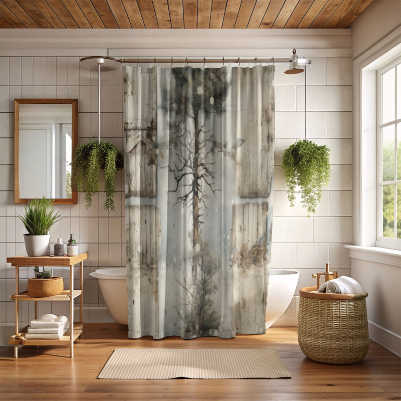 Snowy Silhouettes - Rideau de douche Premium, H 74 po x l 71 po