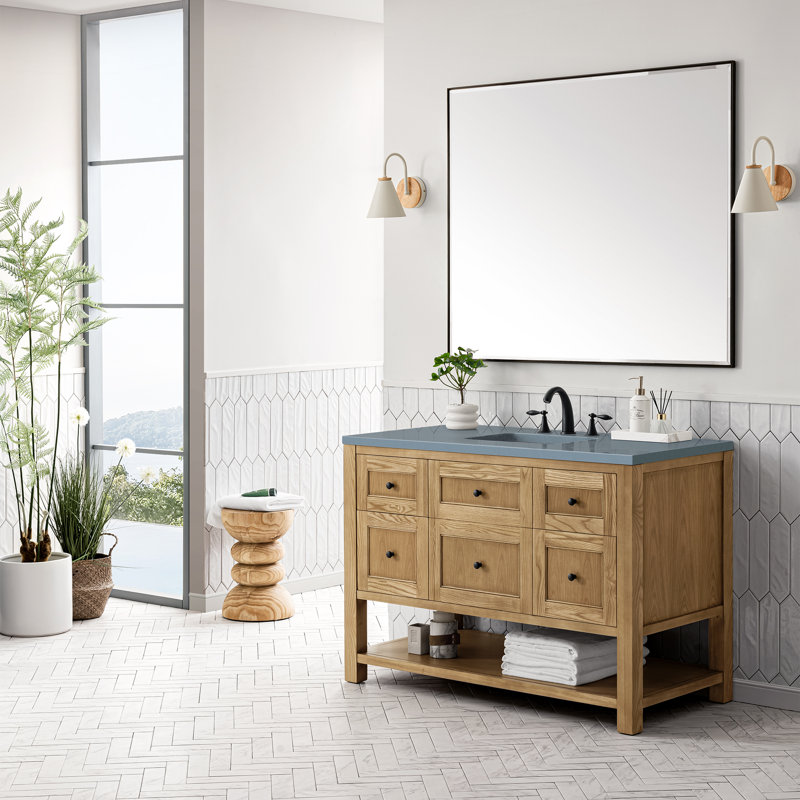 Breckenridge 48 in. Single Vanity, Light Natural Oak, Cala Blue, 8" Widespread