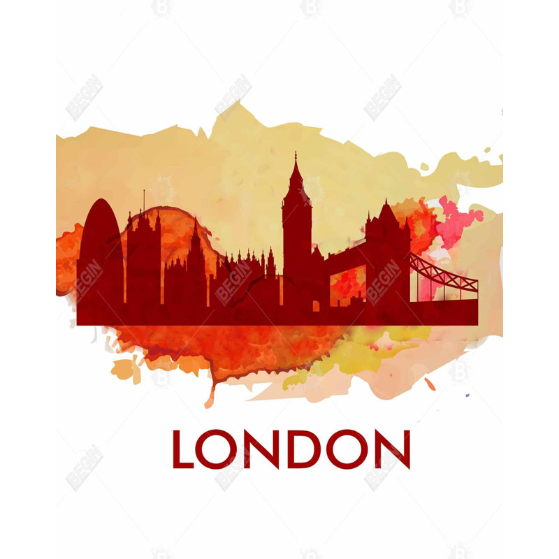 «Paint Splash Silhouette Of London» sur toile