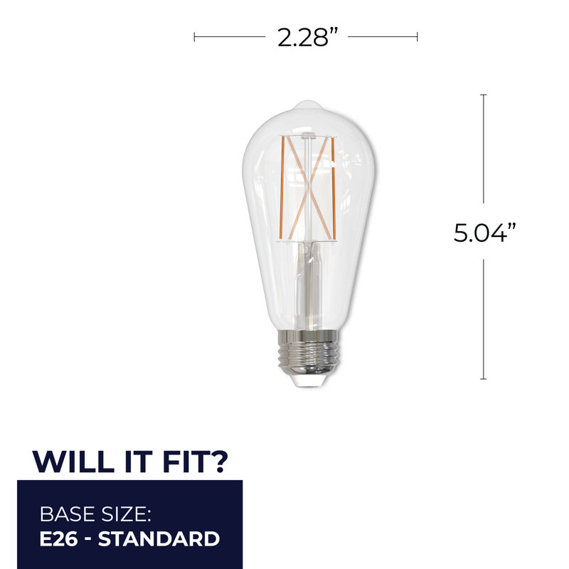 Warm White Dimmable LED Filament Bulb, 2 Pack
