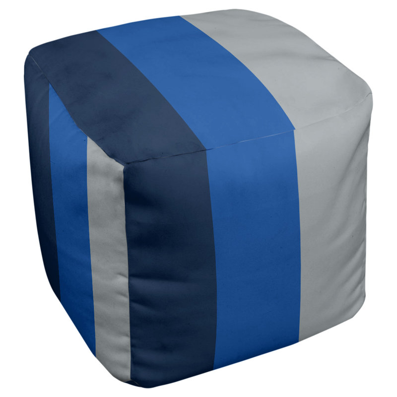 Upholstered Pouf, 18" H x 18" W x 18" D, Navy Blue/Royal Blue/Grey, St. Louis