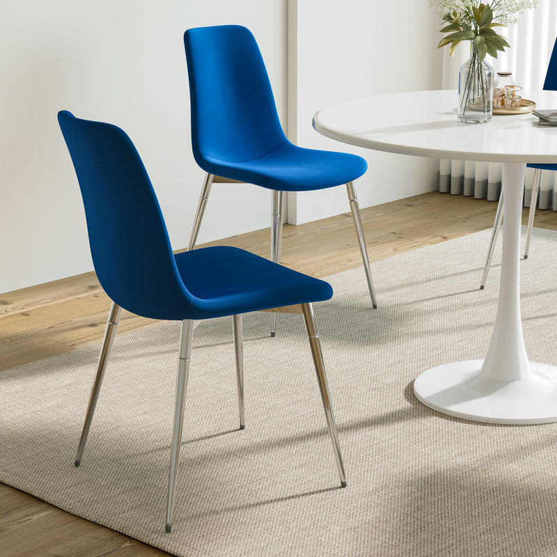 Ensemble de salle à manger à piédestal 5 pièces, Bleu / Argent, Blanc