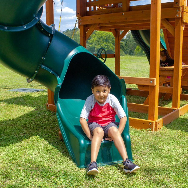 Empire Cedar Swing Set with 3 Play Decks and Slides
