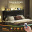 Tête de lit pour grand lit, tête de lit tapissier rétro en cuir ciré à l'huile avec lumières DEL intelligentes (60 000 couleurs de bricolage), rangement dissimulé et ports USB / Type-C, hauteur réglable à 3 niveaux-1286102981-1286102984
