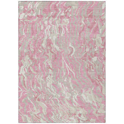 Saphara Pink Washable Indoor-Outdoor Rug - 
