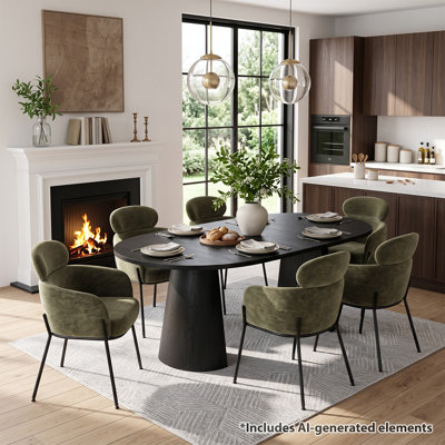 Ensemble de table de salle à manger extensible de 47 à 83 po avec fauteuils rembourrés