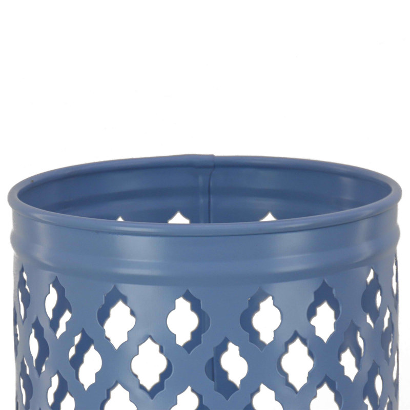 11.8'' H Iron Tabletop Lantern, Blue