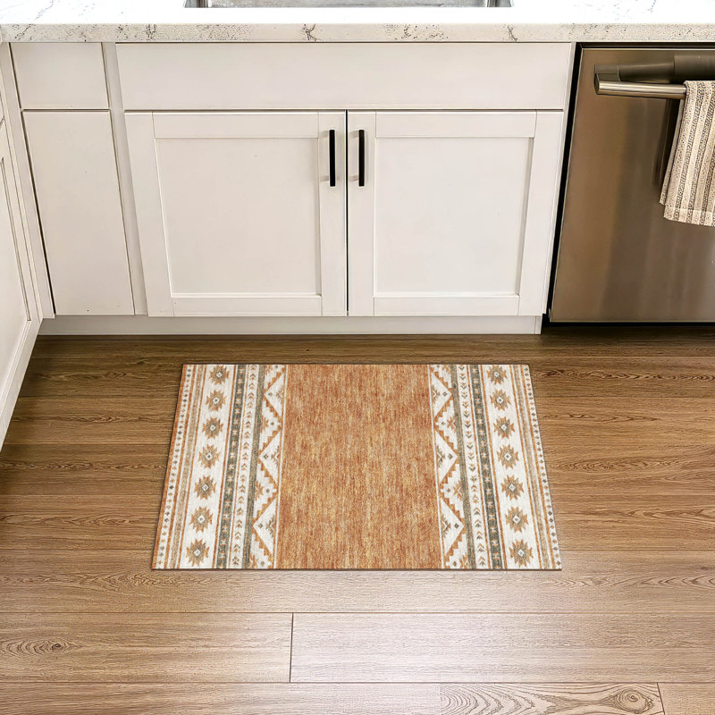 Tapis tribal Chantille ACN3075 lavable à la machine pour intérieur/extérieur, Cuivre, 2'6" x 3'10"