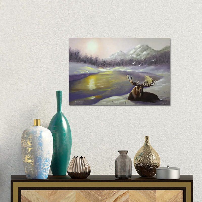 Moose V 1 Piece Wall Art on Canvas, 30.48 cm H x 45.72 cm W, No Frame