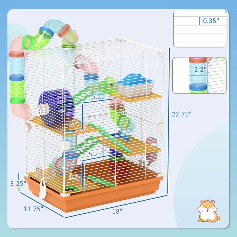 Versatile Hamster Cage with Multiple Play Features and Portable Handle