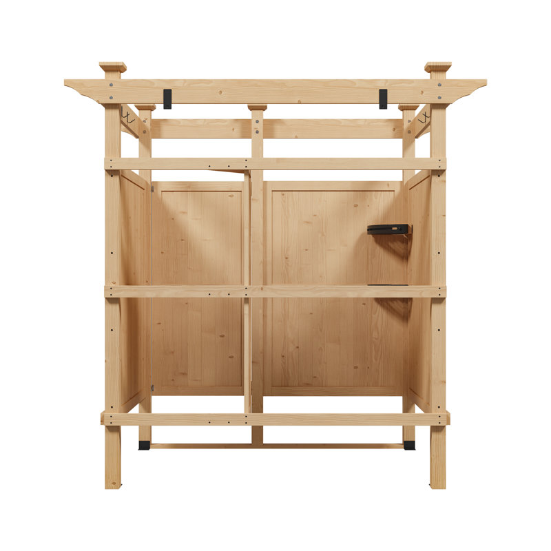 Cabine de douche d'extérieur en bois de cèdre avec porte verrouillable H 84 po x l 82 po x P 52 po - écran d'intimité en bois naturel pour piscine de jardin