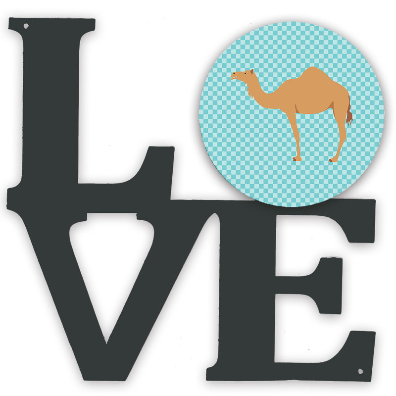 Décoration murale en métal love dromedary à damier arabique, Bleu