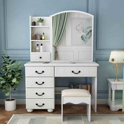 Daise Vanity Desk with Mirror and Lights for Makeup Vanity Mirror with Lights and Table Set