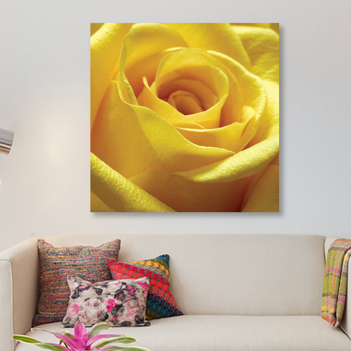 " Yellow Rose " by PhotoINC Studio, 18" H x 18" W x 1.5" D, Wrapped Canvas