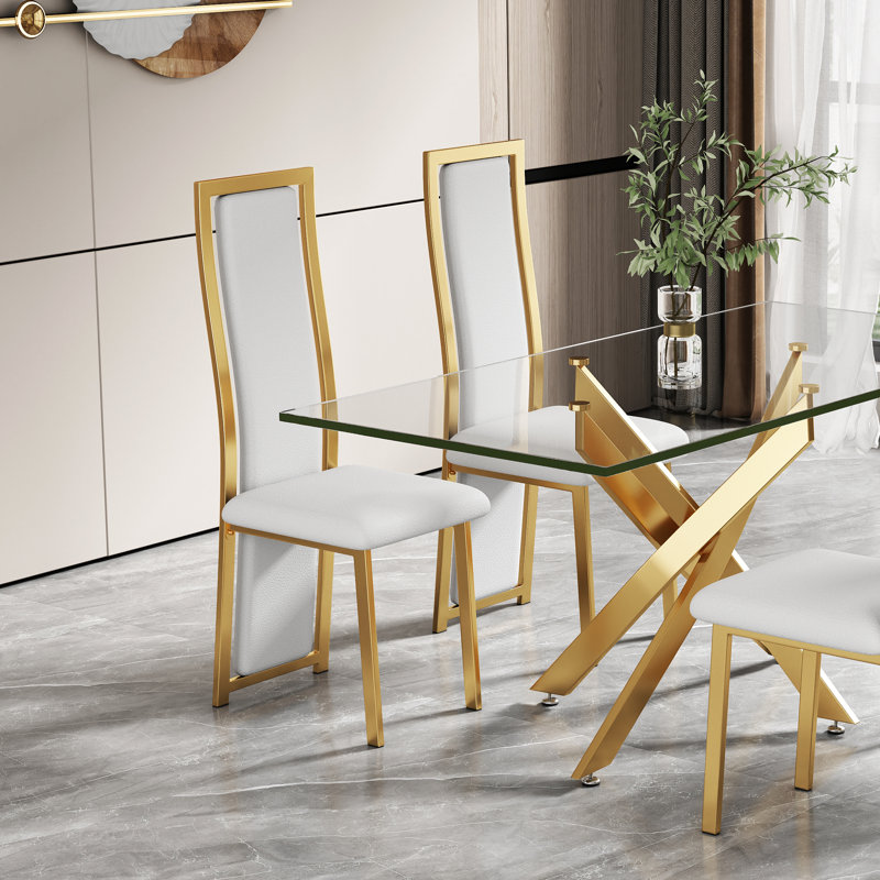 Kristiane Velvet Upholstered Full Back Dining Chairs Modern Design (Set of 2), White