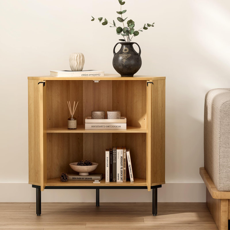 Armoire de coin moderne cannelée, Chêne naturel