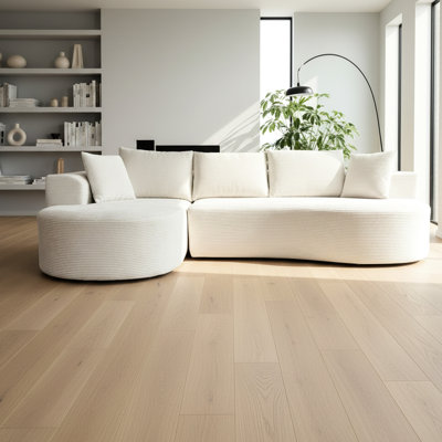 Canapé modulaire courbé modulaire 2 pièces, mobilier ergonomique minimaliste, sans assemblage, siège en velours côtelé beige à 3 places, confort pour les invités avec coussins, ergonomique, lecture