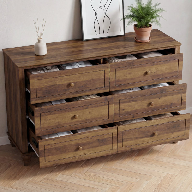 Commode 6 tiroirs Farmhouse, Noyer