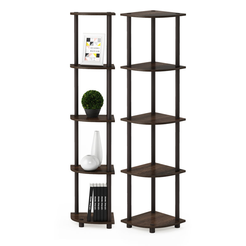 Bibliothèque d'angle en plastique H 57,7 po x l 11,6 po vente en gros, Noyer / Brun