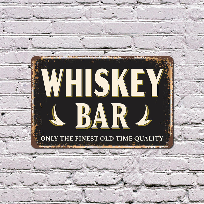 Enseigne en plastique 11 po x 17 po Whiskey Bar, H 11 po x l 17 po x P 0,1 po