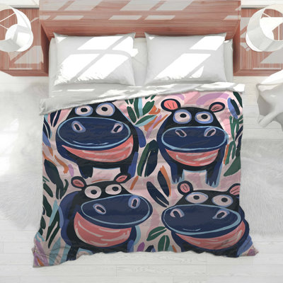 Dessin d'édredon hippopotames
