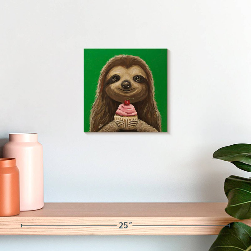 Crowle Sloth With Cupcake It's For You, H 10 po x l 10 po