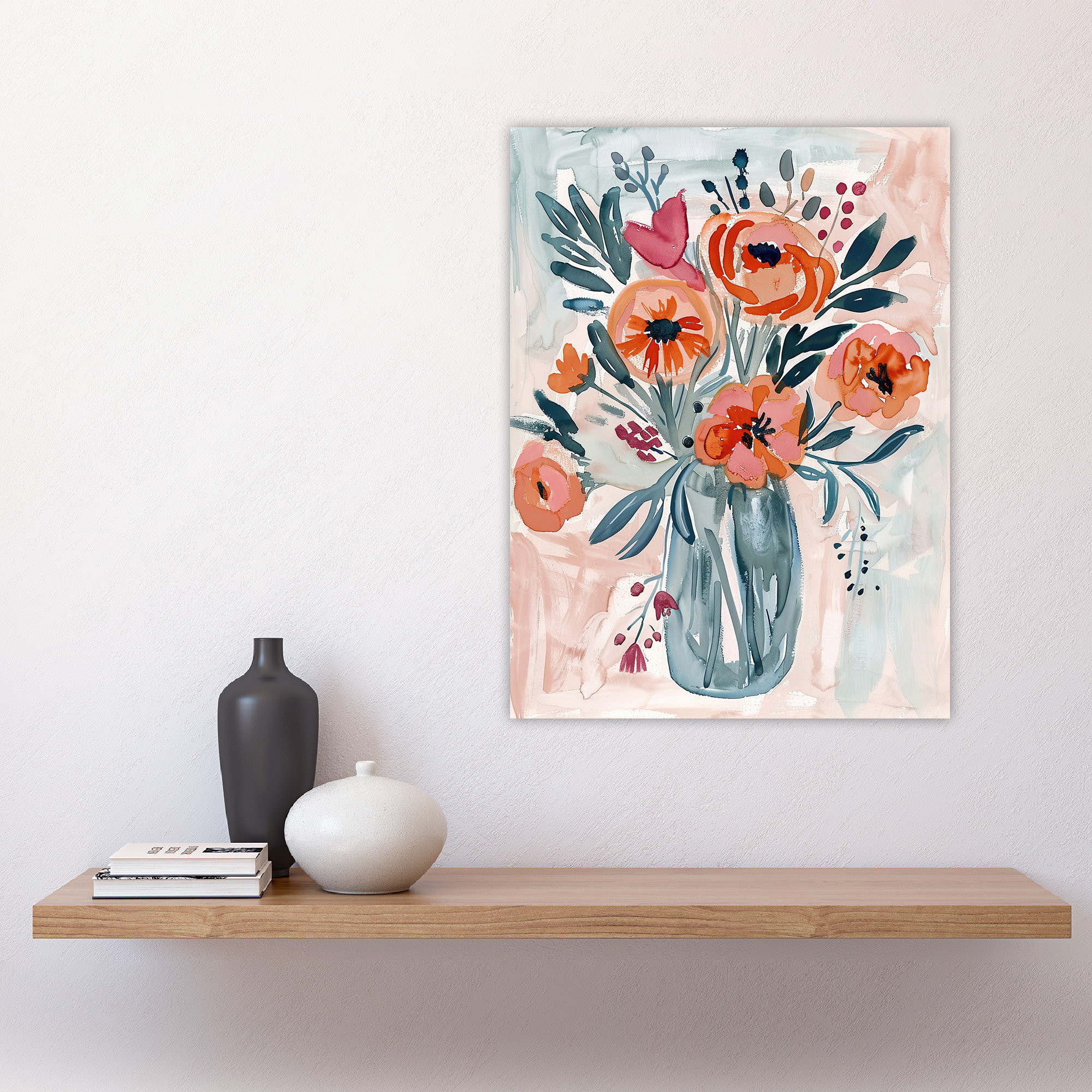 Lark Manor Spring Flower Bouquet Pink Boho Floral Vase Wall Art Print ...