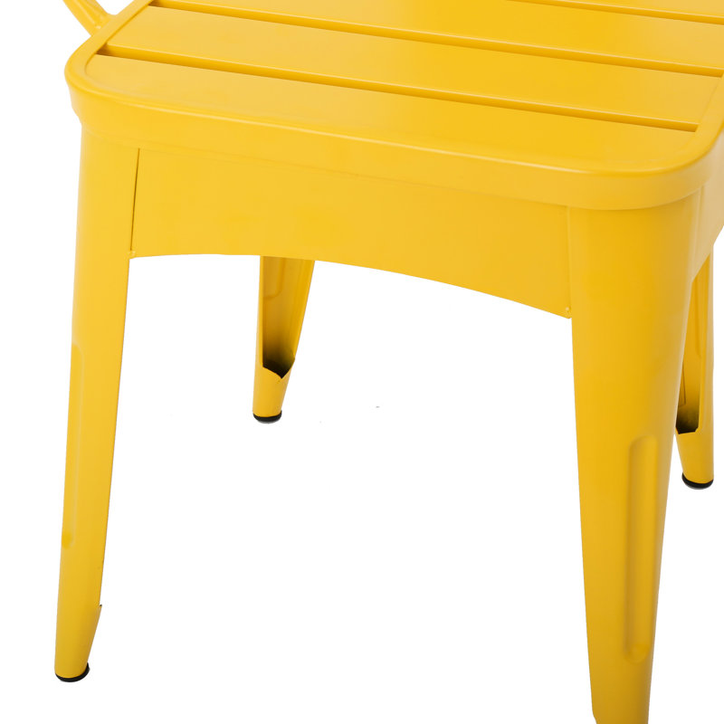 Ensemble bistro en fer jaune 3 pièces - Revêtement en poudre pour une durabilité et un style extérieurs - Résistant à l'eau - Métal KD - Plaisir et détente