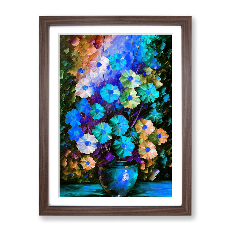 Vase Of Flowers No.5 - Single Picture Frame Painting, 34cm H x 25cm W x 2cm D, Walnut 