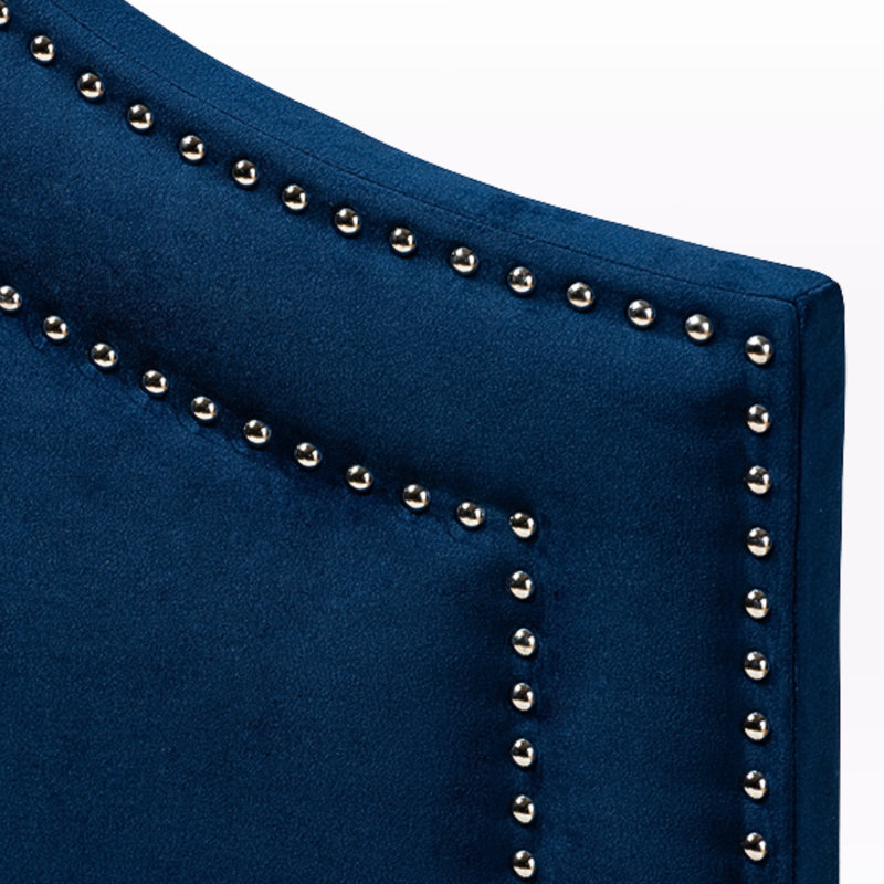 Danann Queen Navy Blue Upholstered in Velvet Headboard, 56.22'' H X 61.32'' W X 2.32"D, Queen, Navy Blue