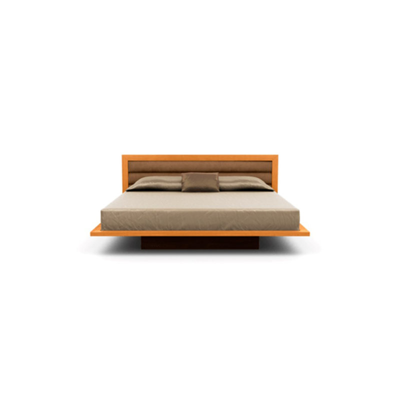 Moduluxe Upholstered Bed, King, Onyx, Natural Cherry