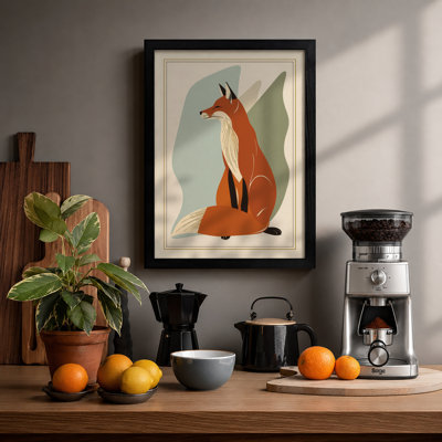 Fox in Profile Mid-Century - Framed Print