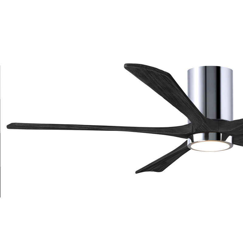 Irene Flushmount Light Kit 5 Blade LED Ceiling Fan, Polished Chrome, Matte Black, 60"