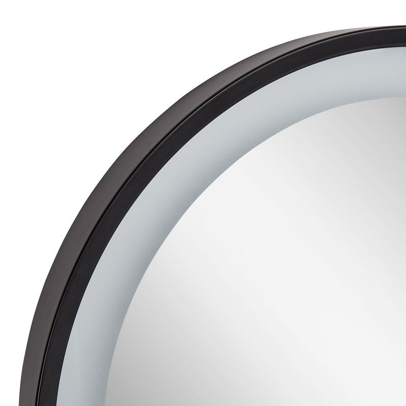 Faysel Transitional Oval Framed Bathroom Wall Mirror, Matte Black Powder Coat, 43" x 24"