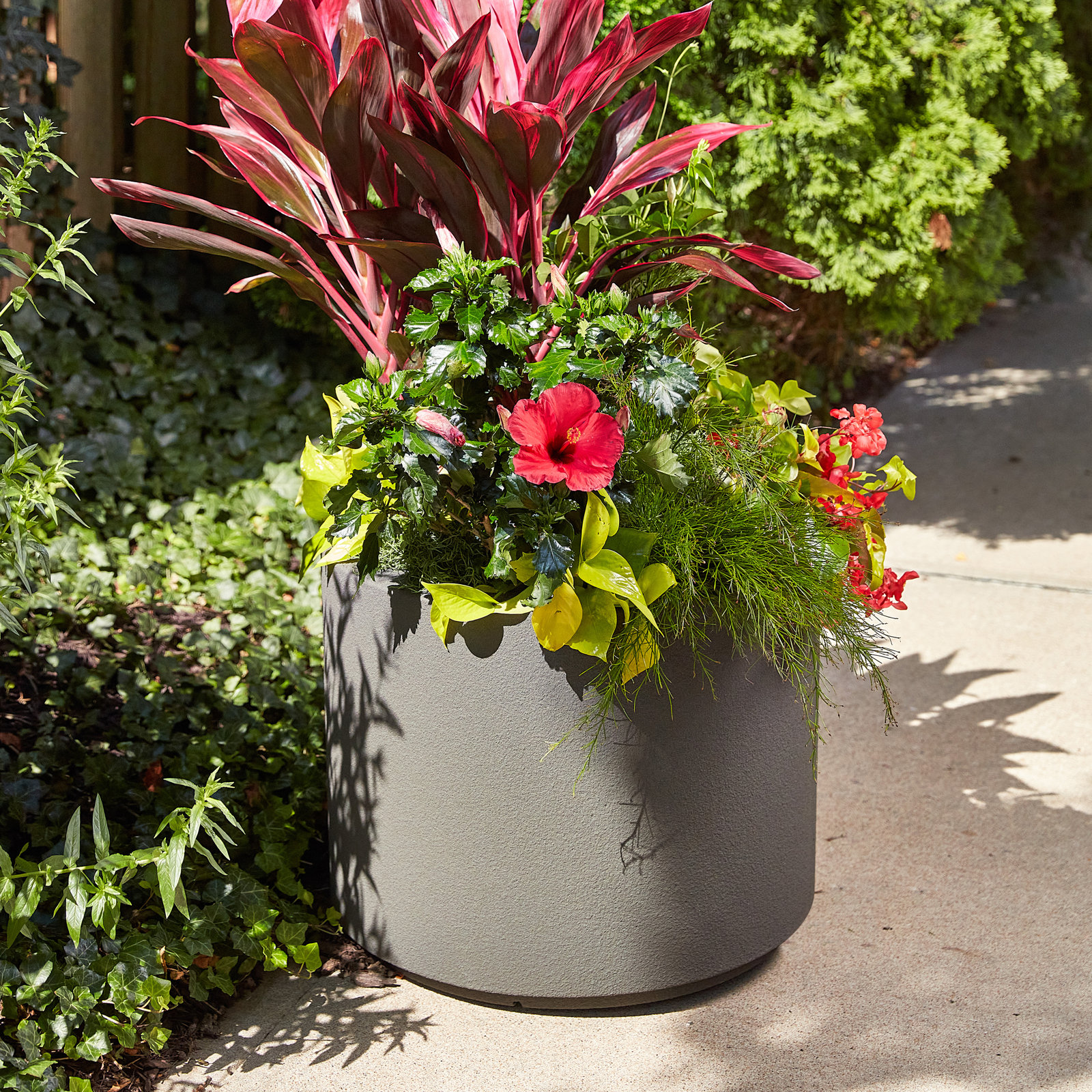Gita 23" Pot Planter, Slate Gray