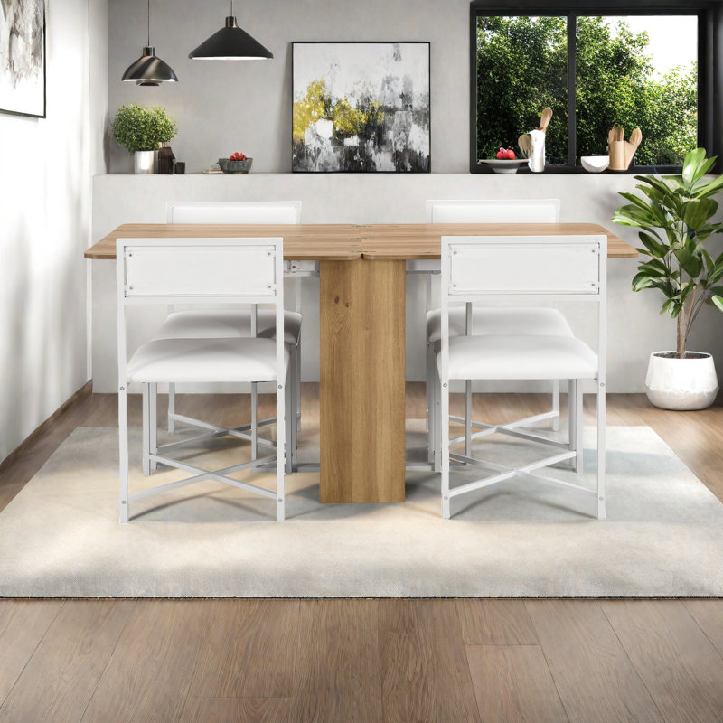 Ensemble de table de salle à manger extensible de 63 pouces Modern Modern, Blanc