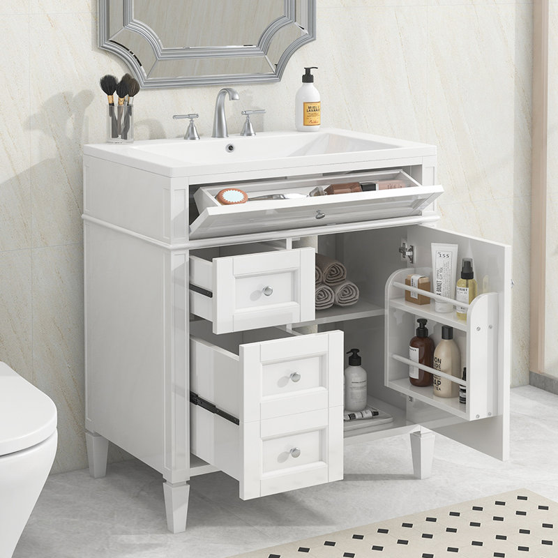 Meuble-lavabo simple 30,01 avec comptoir, Blanc