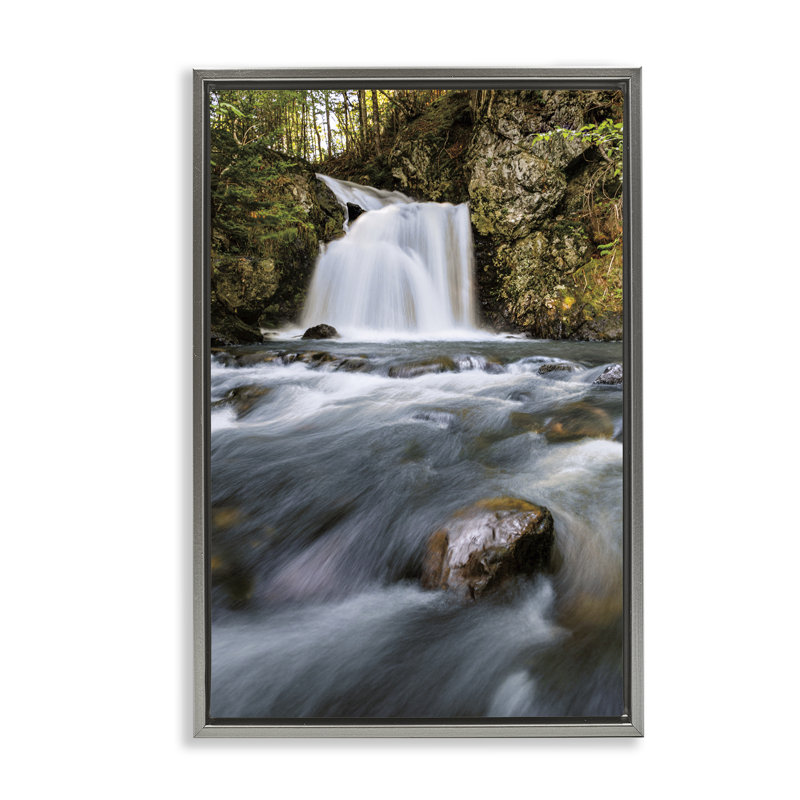 Fresh Fall Water Cascading Floating Frame, design by Sean Greenough, Lustre Grey Floater Frame, 25" H x 17" W