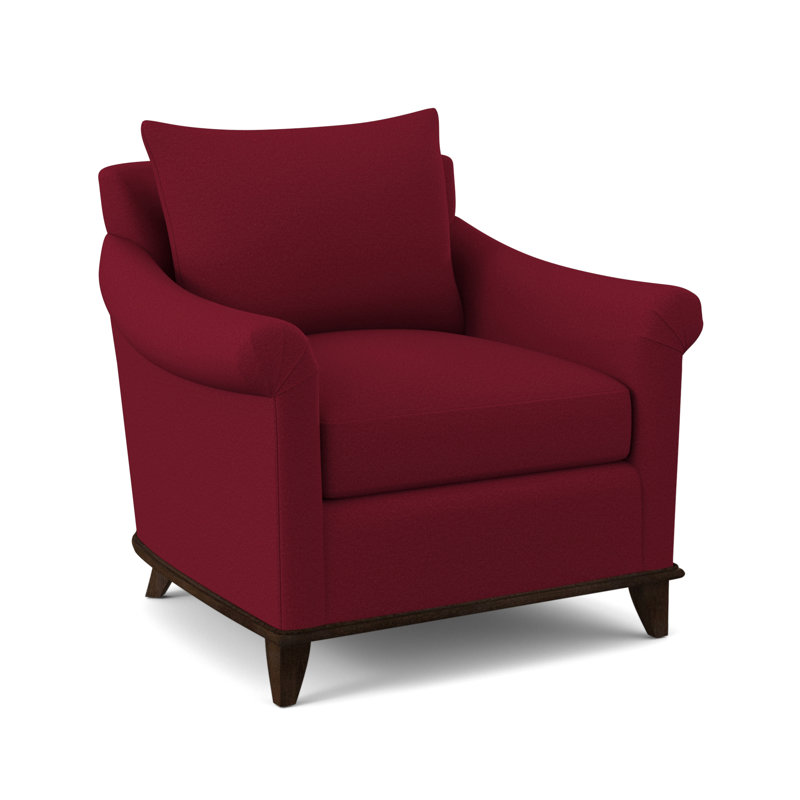 Drake Upholstered Armchair, American Walnut, Margaret Lipstick