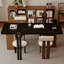Bureau rectangulaire noir et brun en bois massif-1899006050