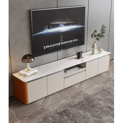Meuble télé moderne avec plateau de rangement en pierre