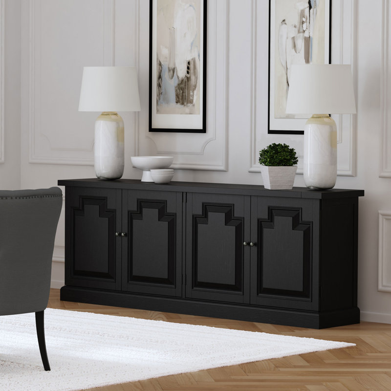 Morriston 4-door Dining Sideboard Buffet Distressed Black, Distressed Black