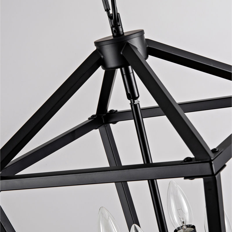 Lustre de style campagnard avec plafonnier en fer noir industriel avec hauteur de suspension réglable pour îlot de cuisine, salle à manger et entrée