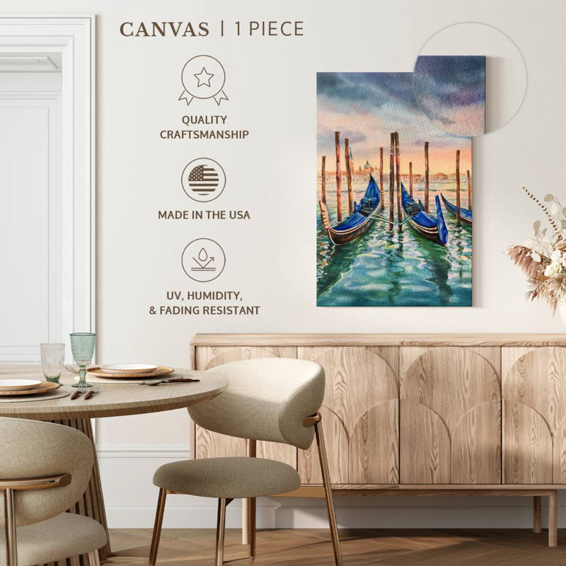 Mehar Gondolas In Venice Canal, 51" H x 34" W