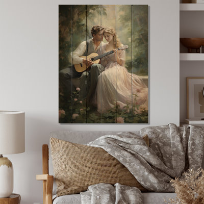 Couple romantique paysage serein II sur bois