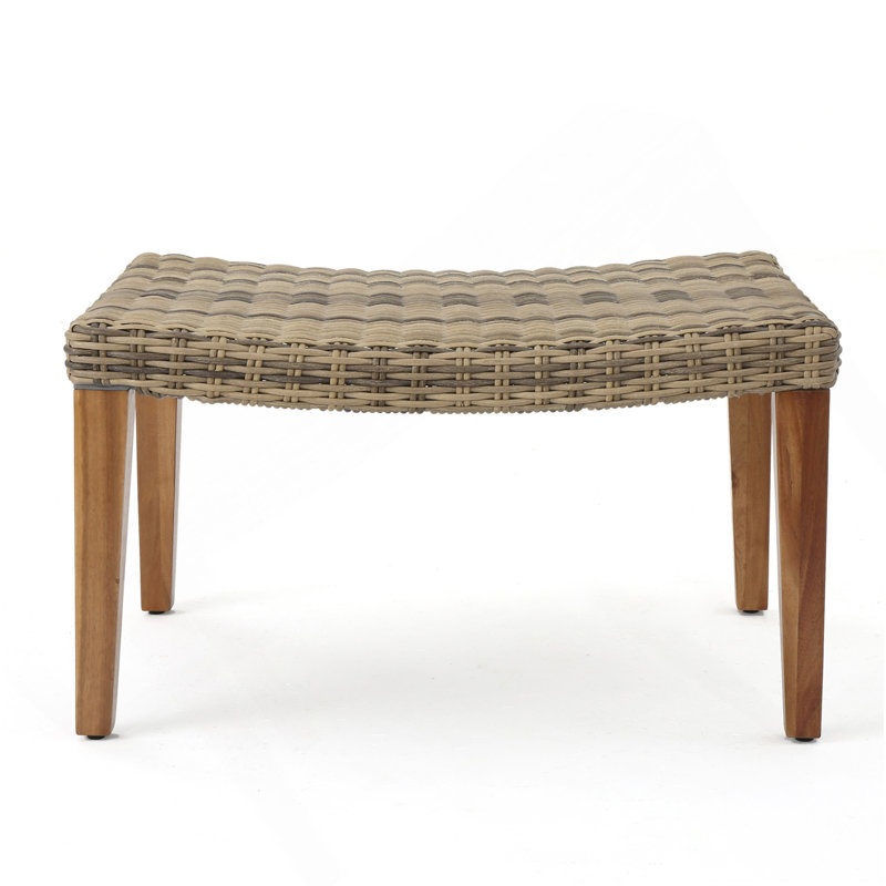 HAMPTON WOOD + WICKER OTTOMAN