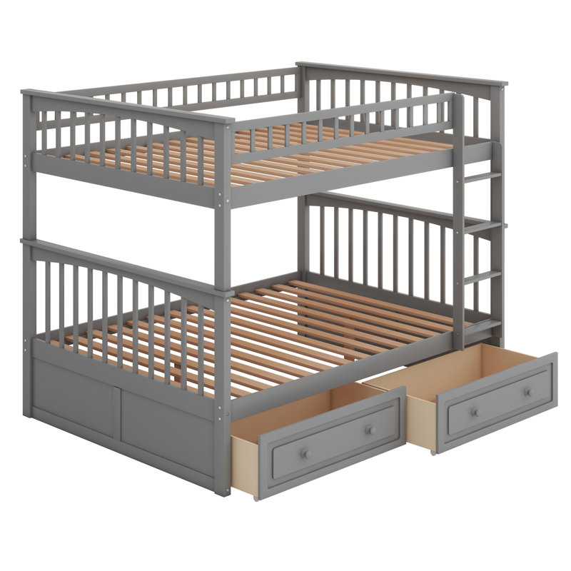 Bunk Bed With Drawers, Convertible Beds, Gray